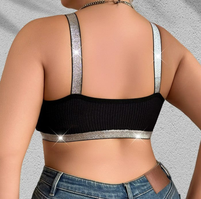 Soutien gorge en velours bretelles argentées