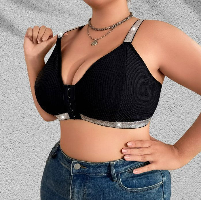 Soutien gorge en velours bretelles argentées