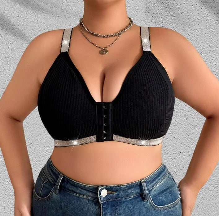 Soutien gorge en velours bretelles argentées